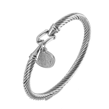 Pulseira Medalha São Bento em Aço Inoxidável