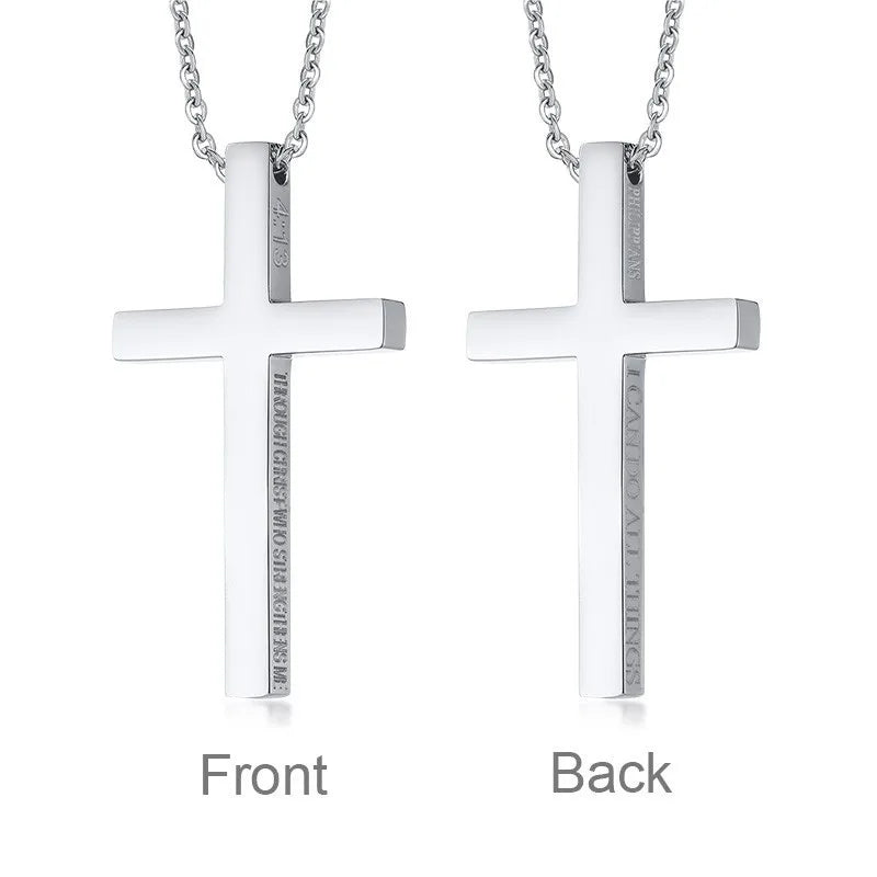 Homem pingente de cruz charme eu posso fazer todas as coisas em tom de cor prata crucifixo de jesus colar de homens cristãos religiosos