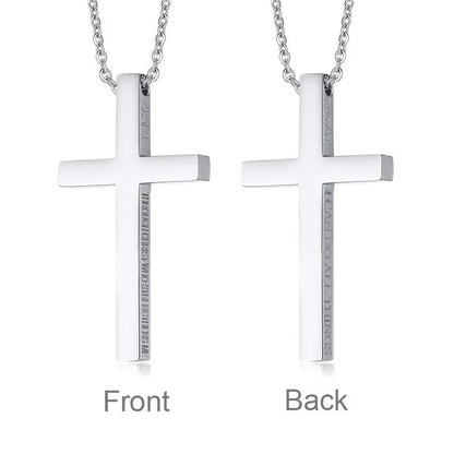 Homem pingente de cruz charme eu posso fazer todas as coisas em tom de cor prata crucifixo de jesus colar de homens cristãos religiosos