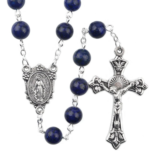 Terço de Nossa Senhora das Graças com Contas de Lazurita