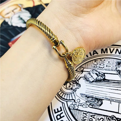 Pulseira Medalha São Bento em Aço Inoxidável