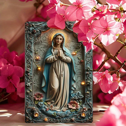 Placa Decorativa Nossa Senhora de Lourdes e Flores
