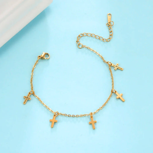 Pulseira Feminina com Pingente de Cruz