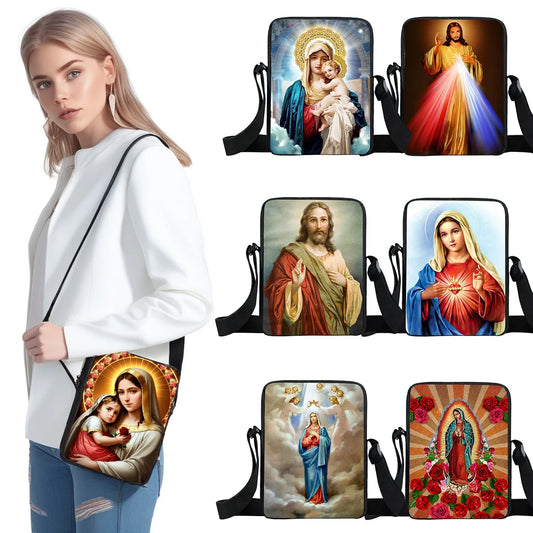 Bolsa Crossbody Cristã com Estampa Religiosa