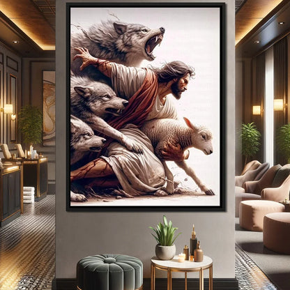 Pintura em Lona Jesus Nos Proteja - Decoração Católica