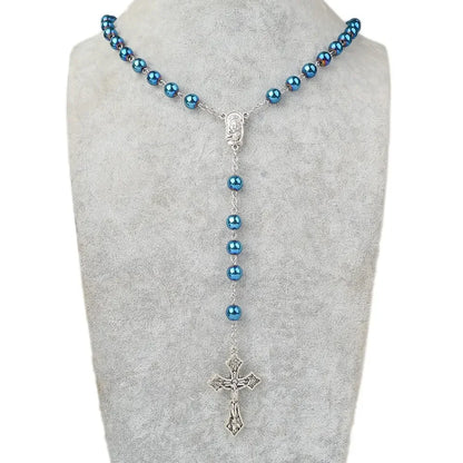 Terço de Hematita Azul de Nossa Senhora do Bom Conselho
