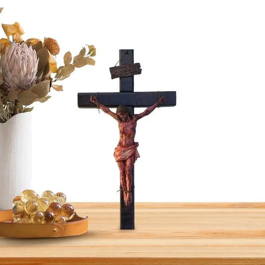 Resina Crucifix Jesus Cruz Estátua, Decoração do quarto de casa, Decoração da igreja