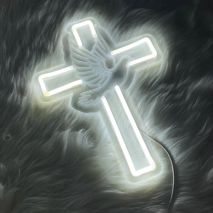 Cruz Espírito Santo de Néon LED para Decoração Religiosa