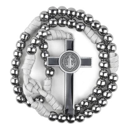 Terço Masculino de Paracord com Cruz de São Bento