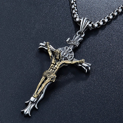 Colar Masculino Crucifixo Inri Aço Inoxidável