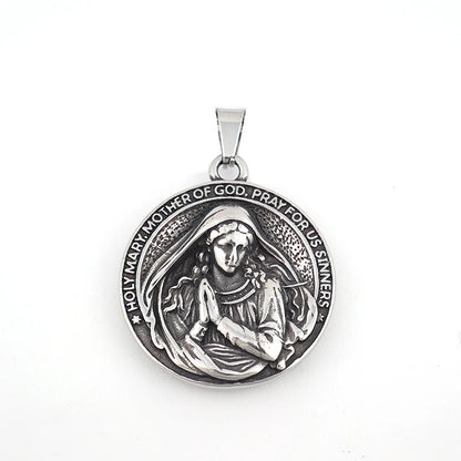 Colar Masculino de Aço Inoxidável Santa Maria Mãe de Deus