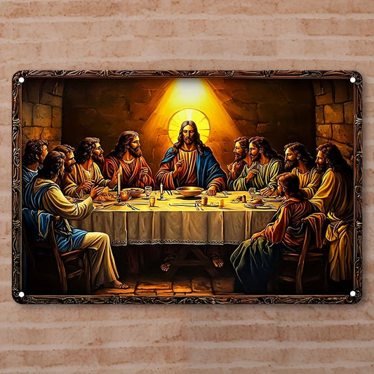 Placa Decorativa de Alumínio 'A Última Ceia' Vintage