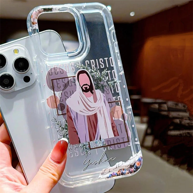 Capa de telefone padrão jesus e virgem maria para iphone 16 pro max capas iphone 15 14 13 11 12 pro 7 8 plus x xr capa tpu anti-queda