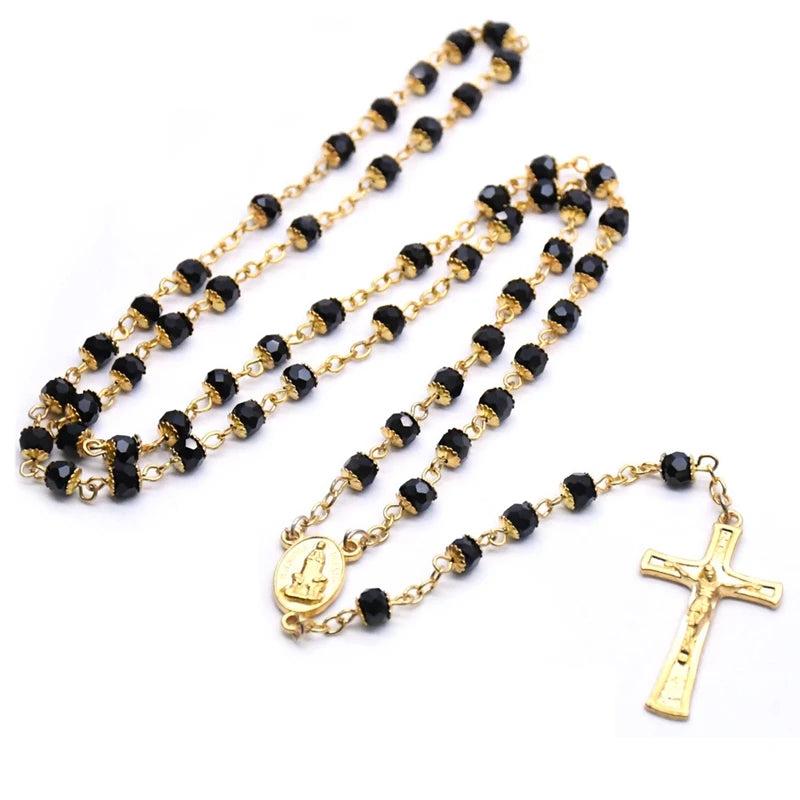 Terço de Nossa Senhora de Fátima Preto e Dourado