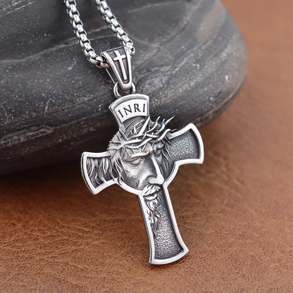 Colar Cruz Clássica de Jesus em Aço Inoxidável 316L