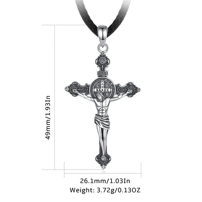 Colar de Prata 925 com Cruz de São Bento