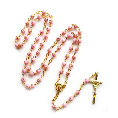 Terço Rosa e Dourado