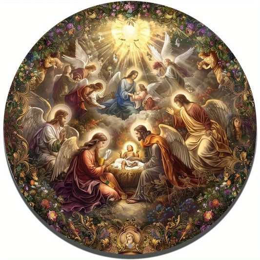 Placa Menino Jesus e Anjos - Decoração Elegante