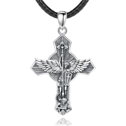 Colar Cruz Arcanjo Miguel em Prata 925