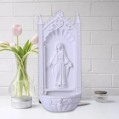 Pia Porta Água Benta de Resina da Virgem Maria