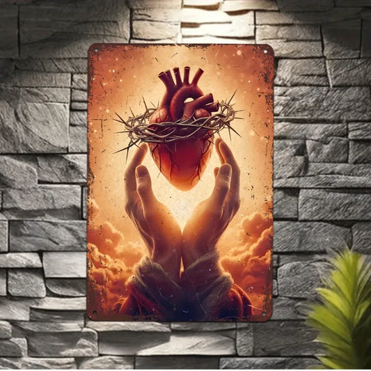 Placa Decorativa Sagrado Coração de Jesus Estilo Realista