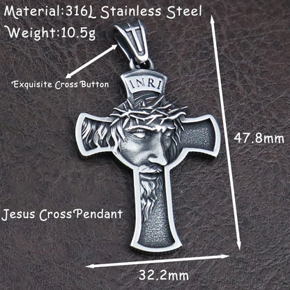 Colar Cruz Clássica de Jesus em Aço Inoxidável 316L