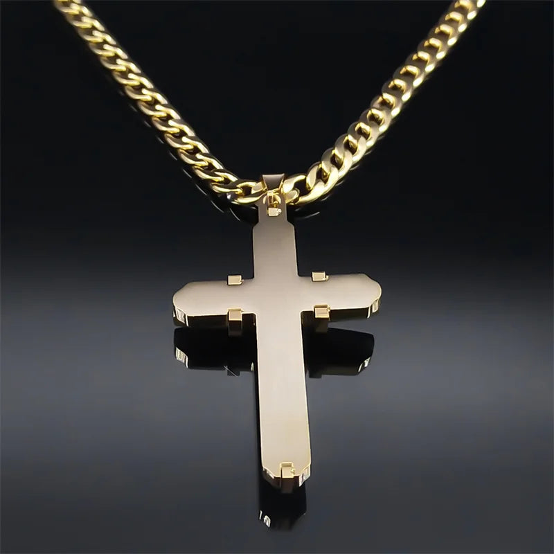 Colar Crucifixo Masculino Banhado a Ouro