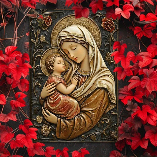 Placa Decorativa Nossa Senhora e o Menino Jesus Sagrada Ternura