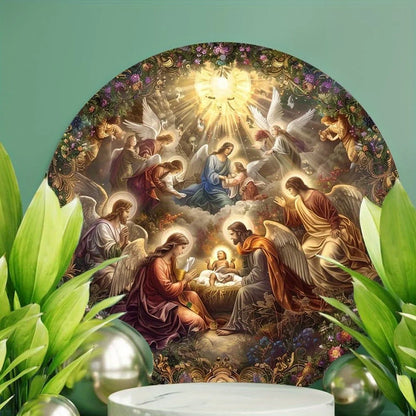 Placa Menino Jesus e Anjos - Decoração Elegante