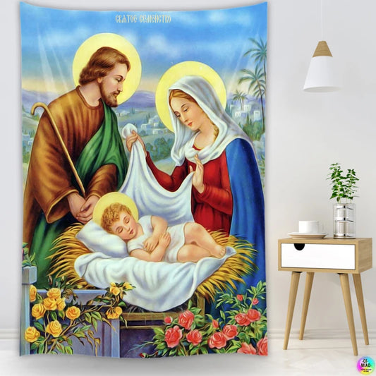 Tapeçaria Decorativa Sagrada Família - Arte Católica