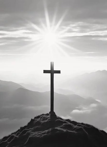 Preto e branco jesus fé cruz na colina cartaz impressão pintura em tela moderna religiosa arte da parede imagem para sala decoração casa