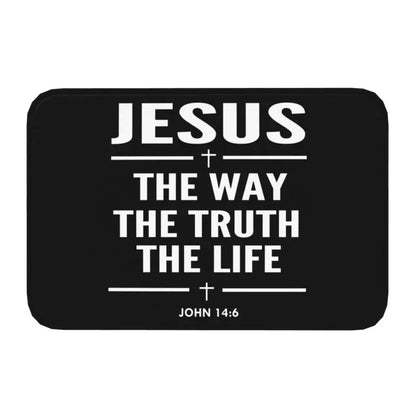 Capacho de Entrada Antiderrapante Personalizado, Tapetes de Entrada, Jesus O Caminho Juntos A Vida, Cruz Religiosa, Fé Cristã, Tapete de Varanda, Tapete