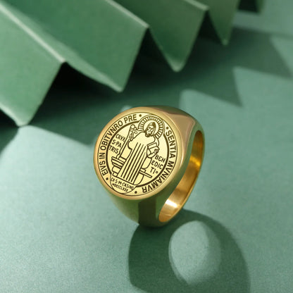 Anel São Bento Unissex em Aço Inoxidável