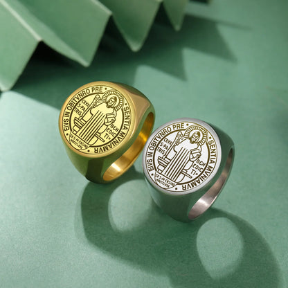 Anel São Bento Unissex em Aço Inoxidável