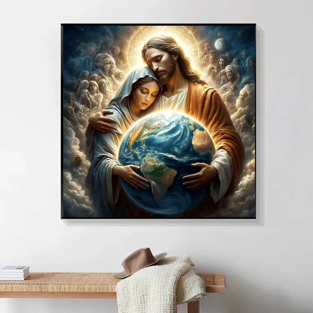 Explore o Kit Pintura Diamante 5D com Jesus e Maria. Arte religiosa perfeita para decoração.