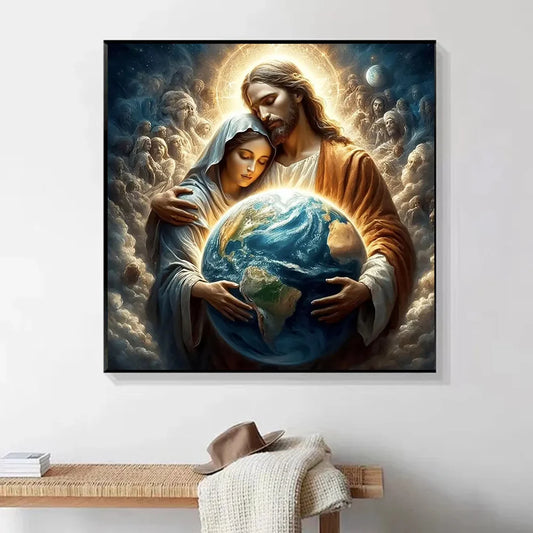 Explore o Kit Pintura Diamante 5D com Jesus e Maria. Arte religiosa perfeita para decoração.