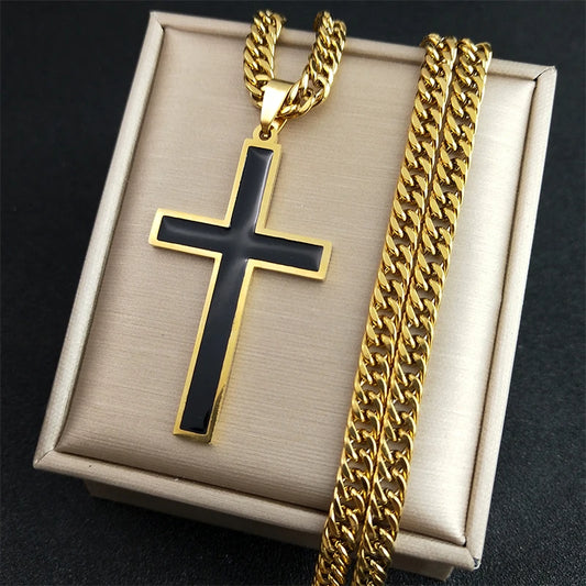 Colar Masculino com Cruz de Aço Inoxidável - Elegância e Durabilidade