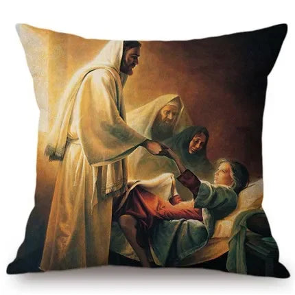 Jesus Cristo Retrato Almofada, Algodão, Linho, Pintura a Óleo, Arte Cristã, Decoração Do Carro, Fronha Home
