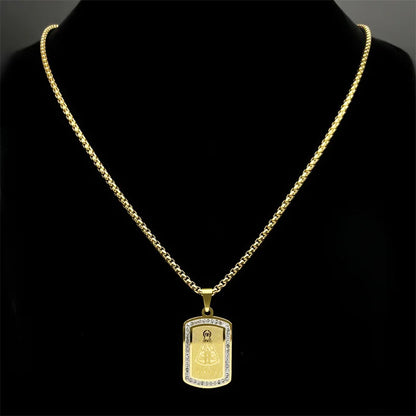 Colar Nossa Senhora Aparecida Dourado em Aço Inoxidável