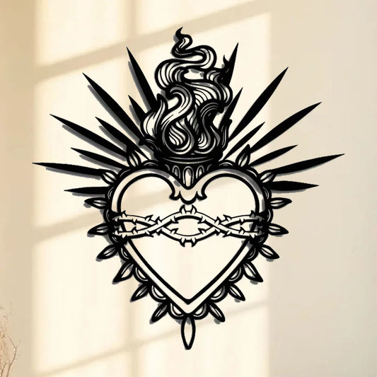 Decoração de Parede Sagrado Coração de Maria em Metal