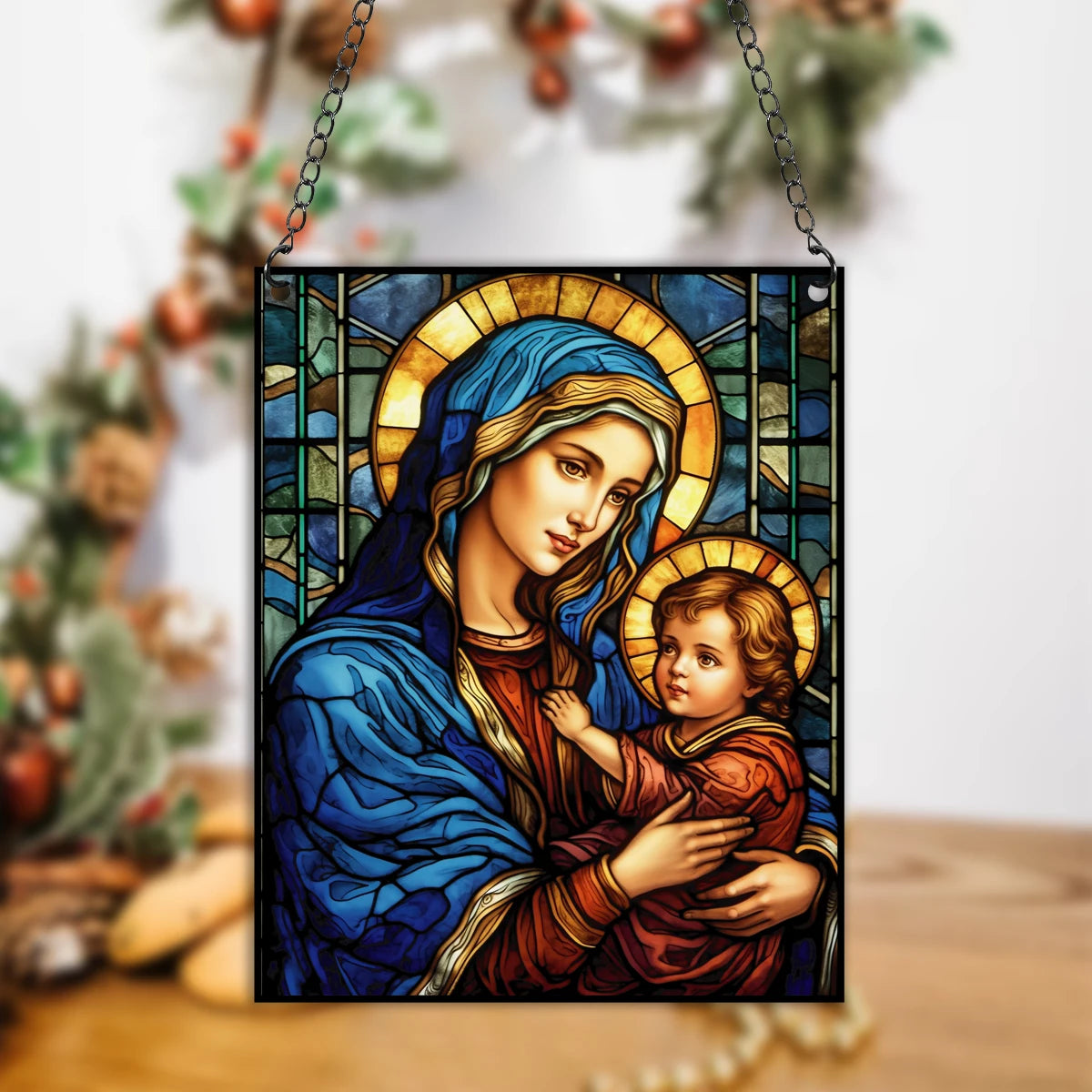 Placa Decorativa Acrílica Estilo Vitral - Arte Religiosa Católica