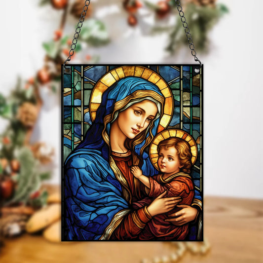 Placa Decorativa Acrílica Estilo Vitral - Arte Religiosa Católica