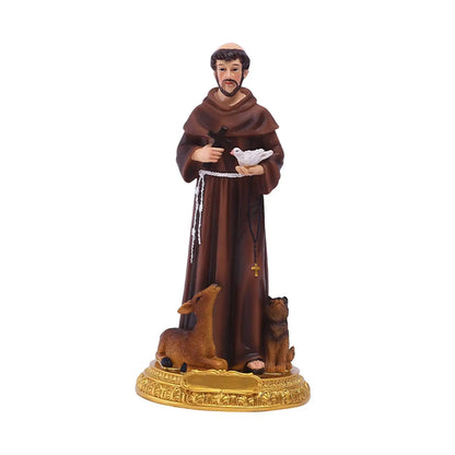 Estátua de São Francisco de Assisi Estátuas Católicas Estatueta de Resina Pequena de 8,6" ST.