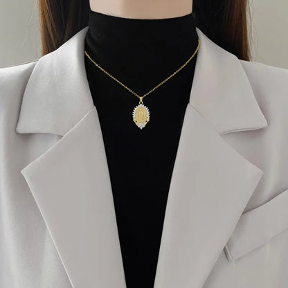 Colar Religioso Nossa Senhora de Guadalupe com Pingente de Zircão
