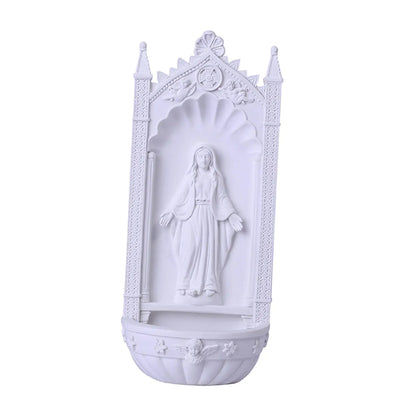 Pia Porta Água Benta de Resina da Virgem Maria