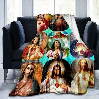 Cobertor Religioso Jesus Nossa Senhora e Sagrada Família - Conforto e Fé - 150x200 cm