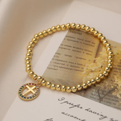 Mafisar-Banhado A Ouro Virgem Maria Cruz Pulseiras Pingentes para Mulheres, Corrente De Contas De Cobre, Presente Da Jóia Clássica, Nova Moda