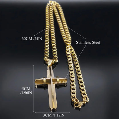 Colar Crucifixo Masculino Banhado a Ouro