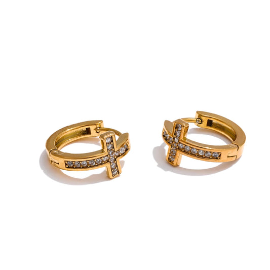 Brinco Elegante de Argola com Cruz