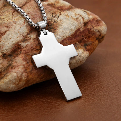 Colar Masculino Cruz Jesus Subindo aos Céus em Aço Inoxidável